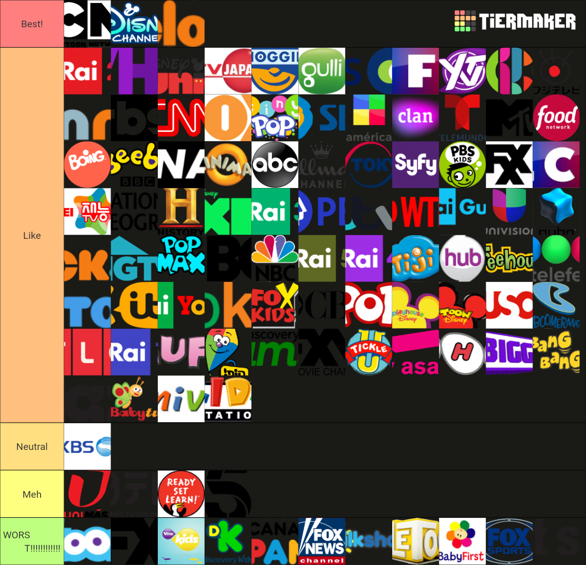 TV Channels Tier List (Community Rankings) - TierMaker