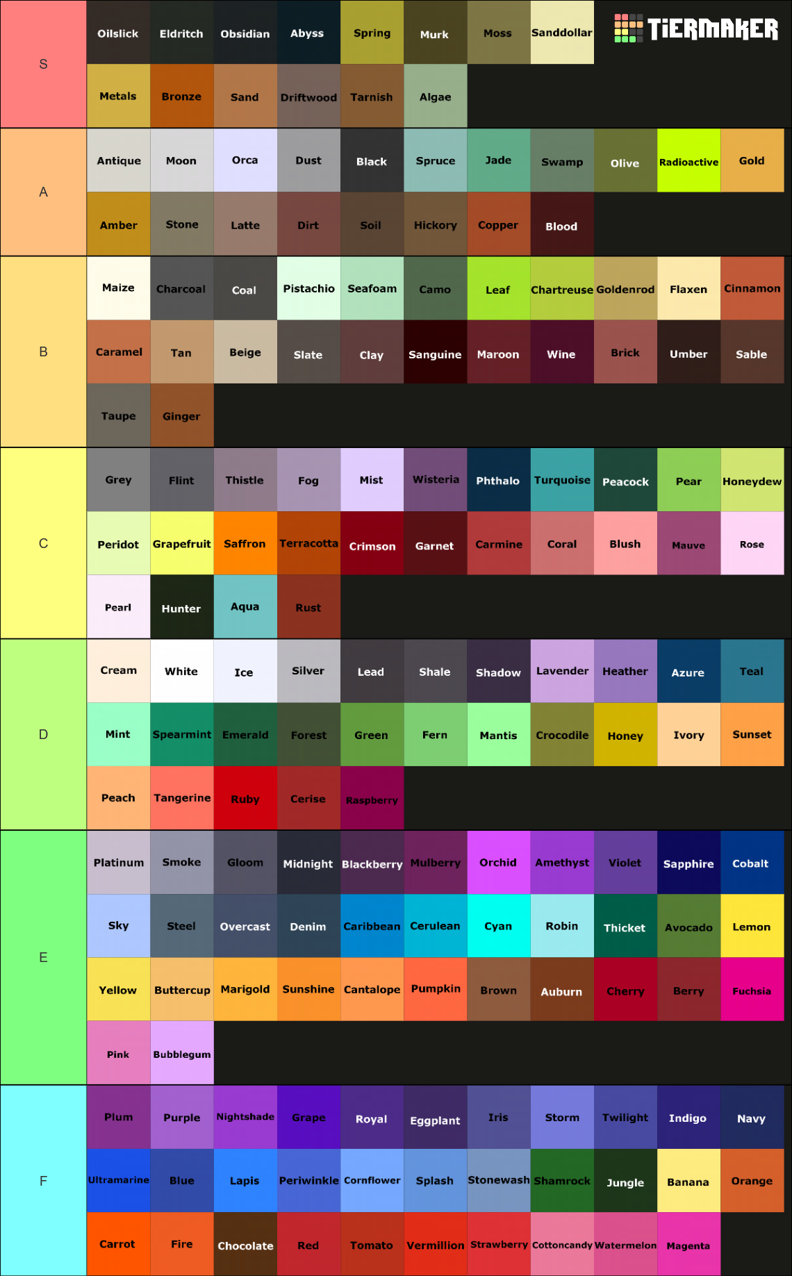 Flight Rising Template Flight Rising Colours Tier List (Community Rankings) - TierMaker