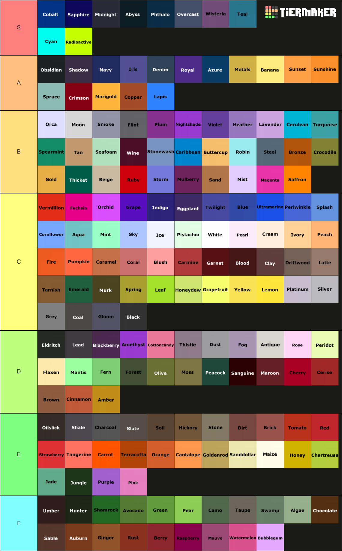 Flight Rising Template Flight Rising Colours Tier List (Community Rankings) - TierMaker