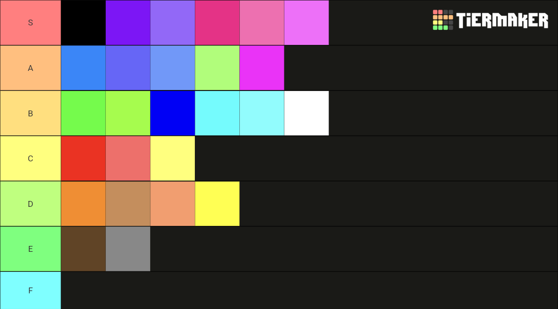 Color Tier List (Community Rankings) - TierMaker