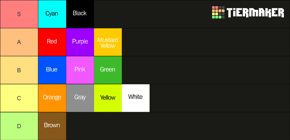Color Tier List (Community Rankings) - TierMaker