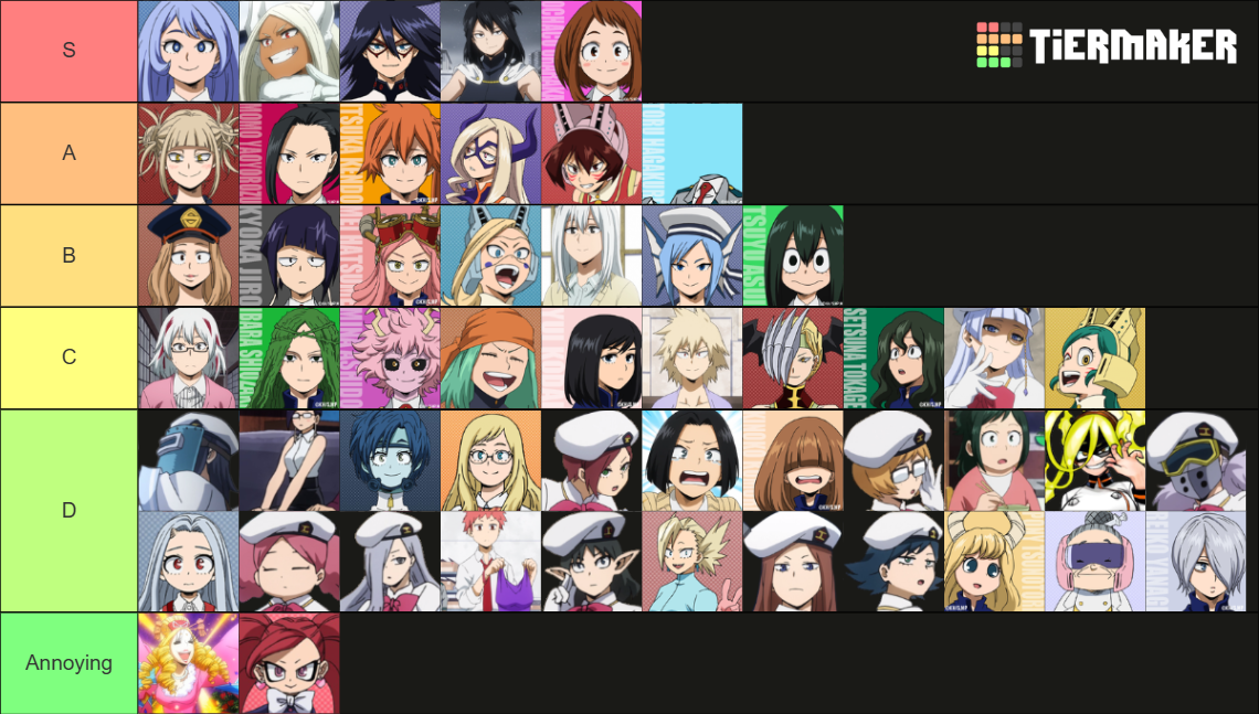 Top Waifus in My Hero Academia Tier List (Community Rankings) - TierMaker