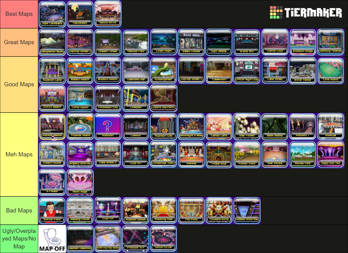 Audition Online Maps Tier List (Community Rankings) - TierMaker
