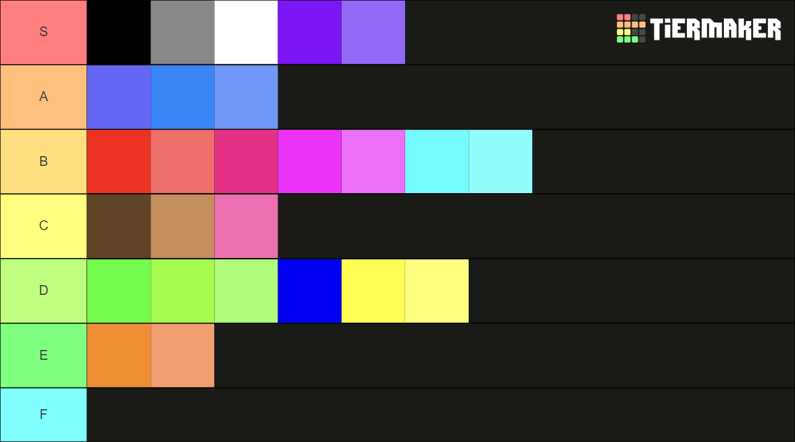 Color Tier List (Community Rankings) - TierMaker