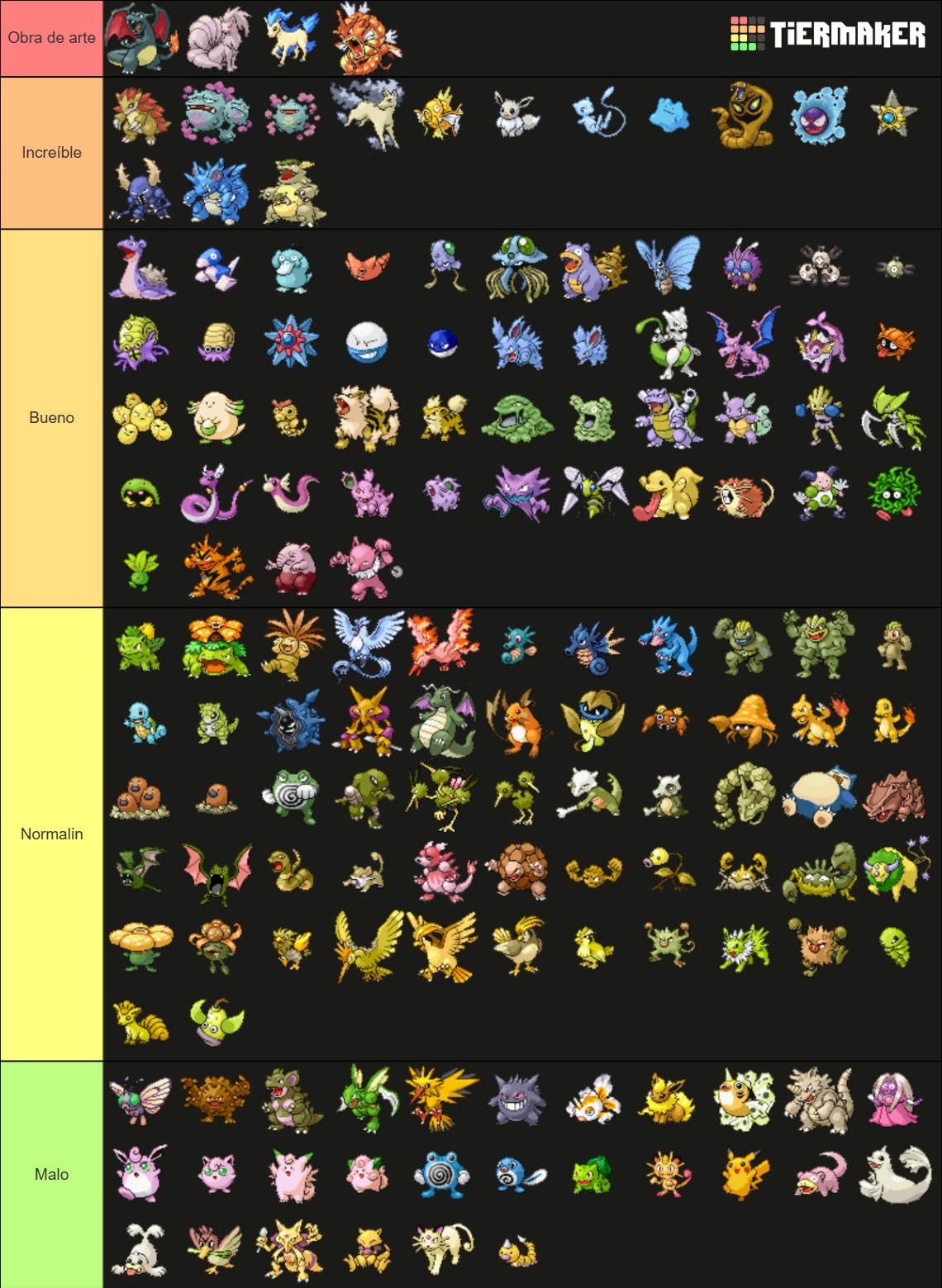All Kanto Pokemon - GBA FireRed/LeafGreen Shiny Sprites Tier List ...