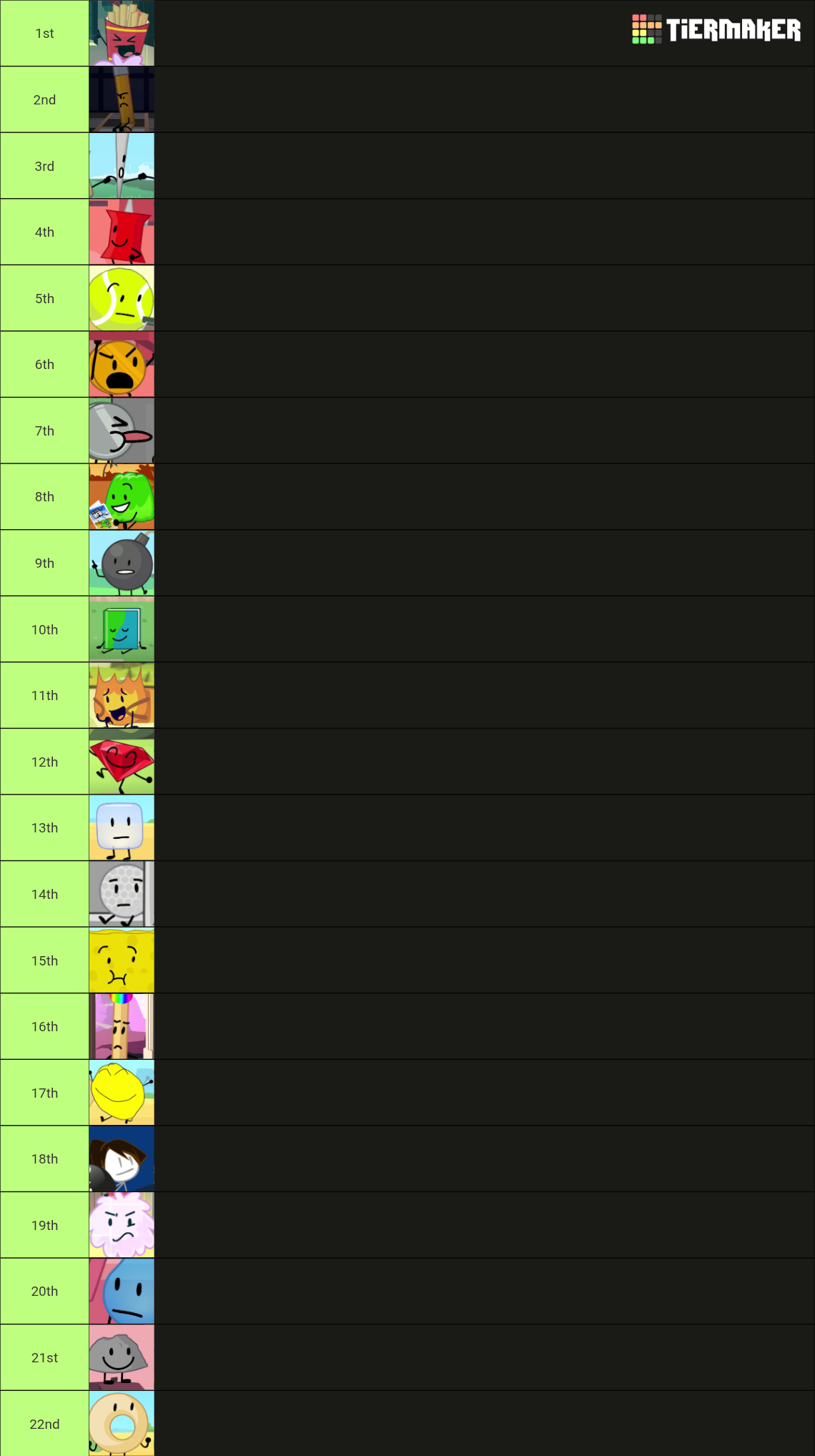BFDIA (Season 2) Tier List (Community Rankings) - TierMaker