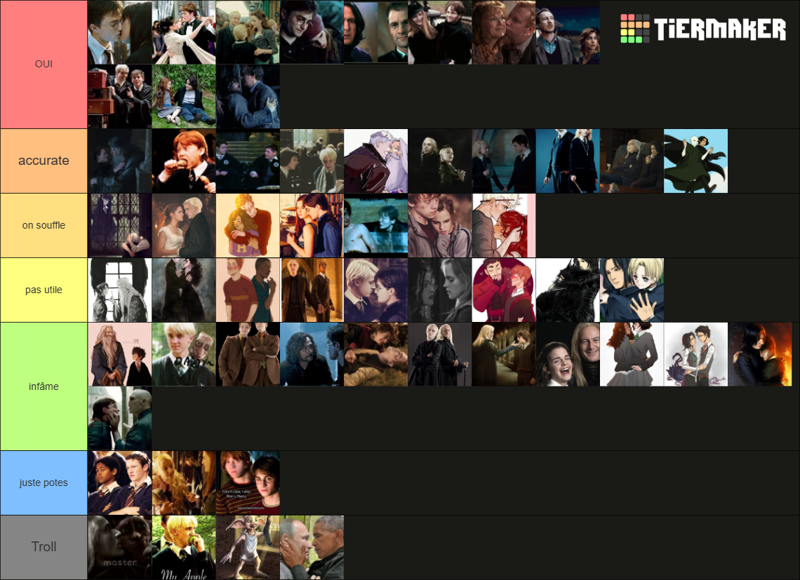 Harry Potter ships Tier List (Community Rankings) - TierMaker