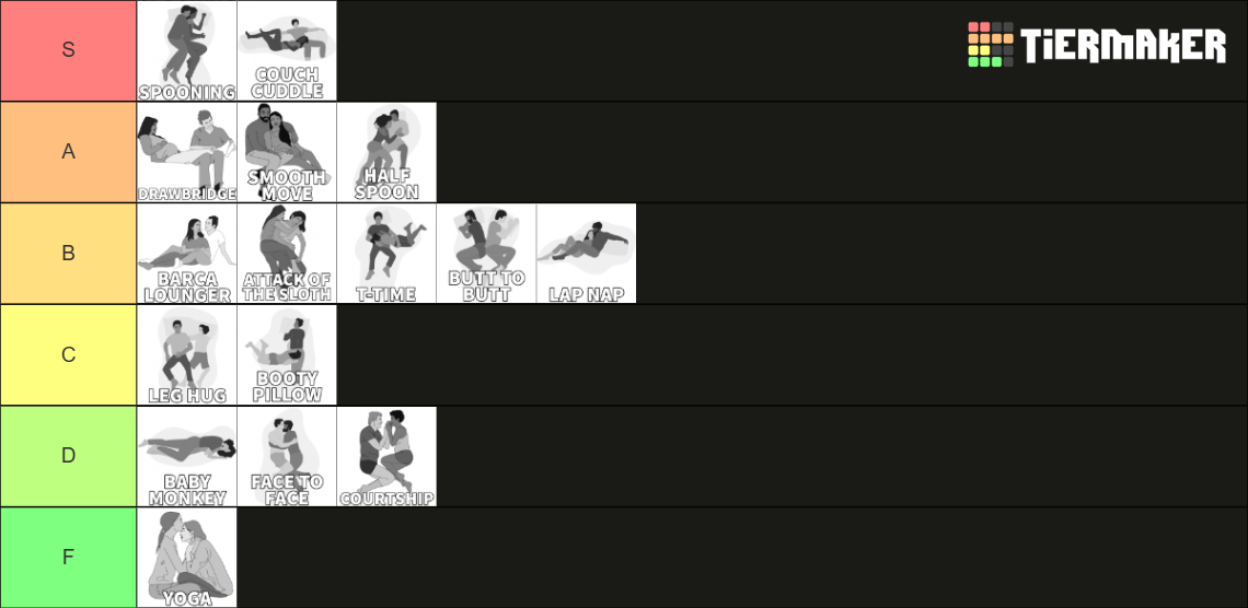 Cuddle Positions Tier List (Community Rankings) - TierMaker