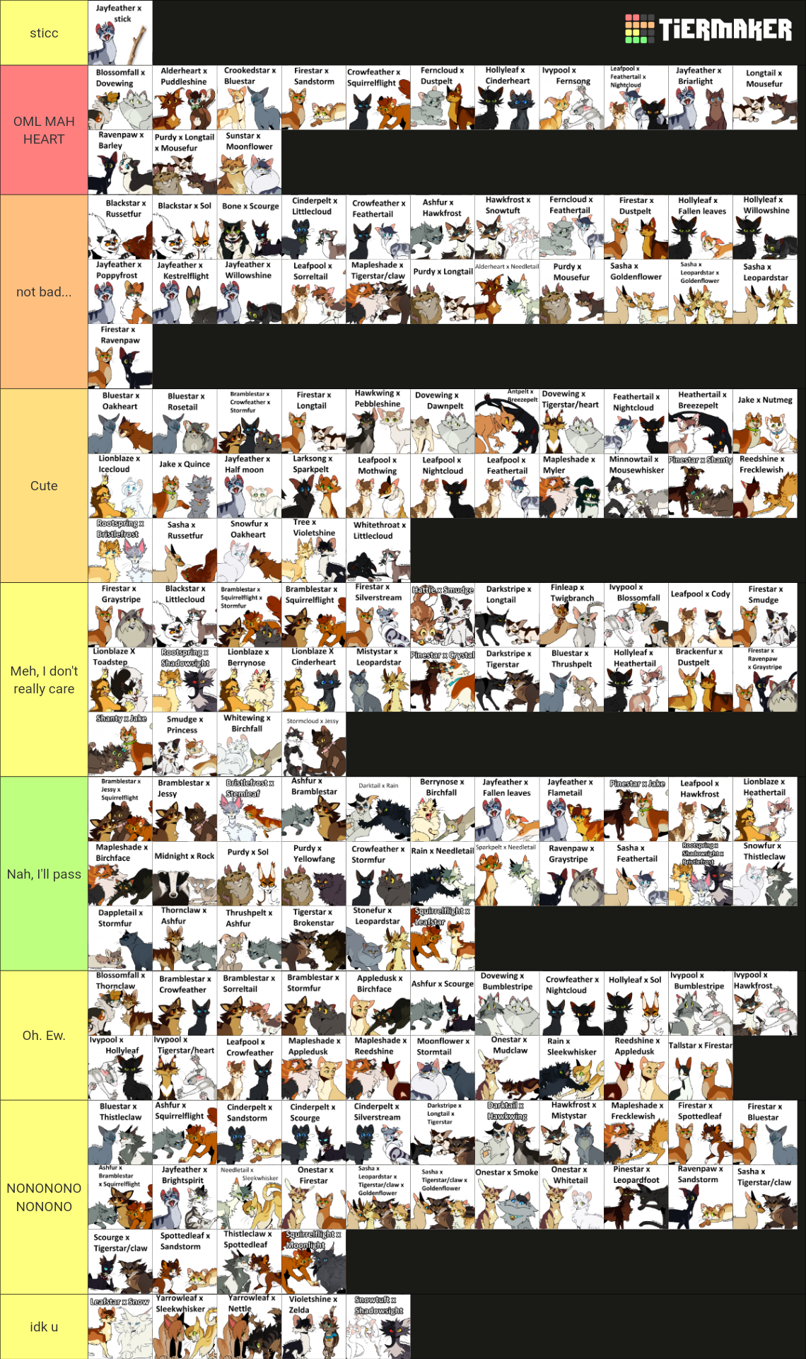 Warrior Cats Ships Tierlist Tier List Community Rankings Tiermaker