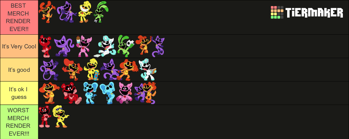 Smiling Critters Renders Smiling Critters Merch Renders Tier List (Community Rankings) - TierMaker