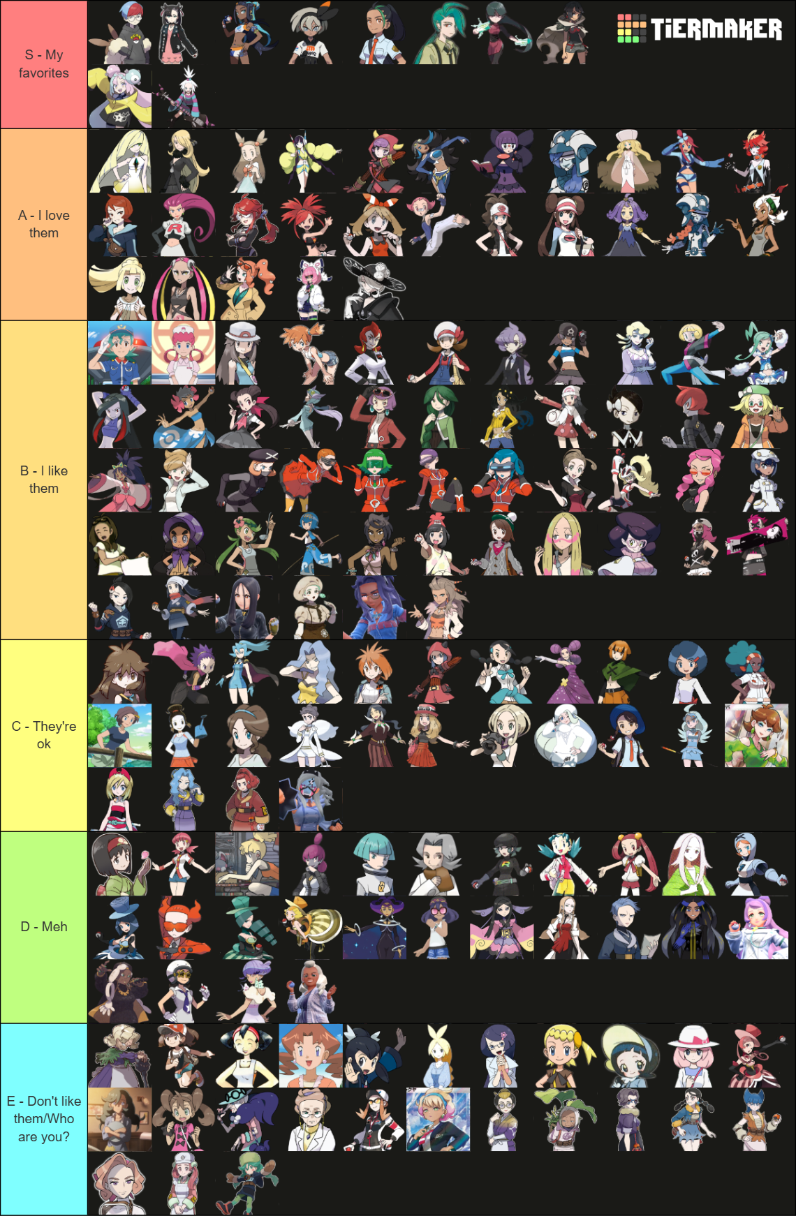 Pokemon Girls (Gen 1-9) Tier List (Community Rankings) - TierMaker