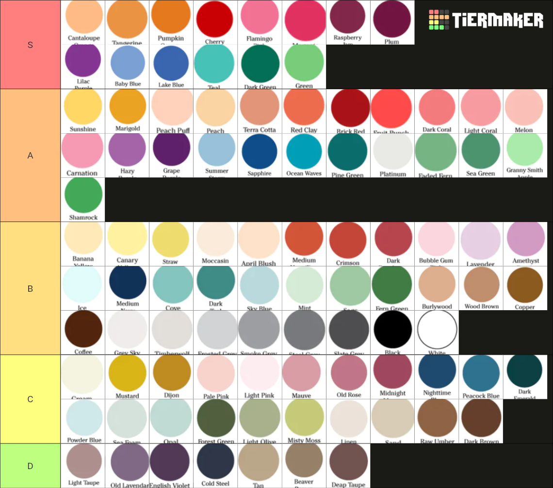 Favorite Color, Wearable Color Tier List (Community Rankings) - TierMaker