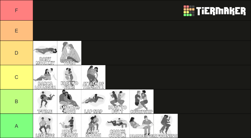 Cuddle Positions Tier List (Community Rankings) - TierMaker