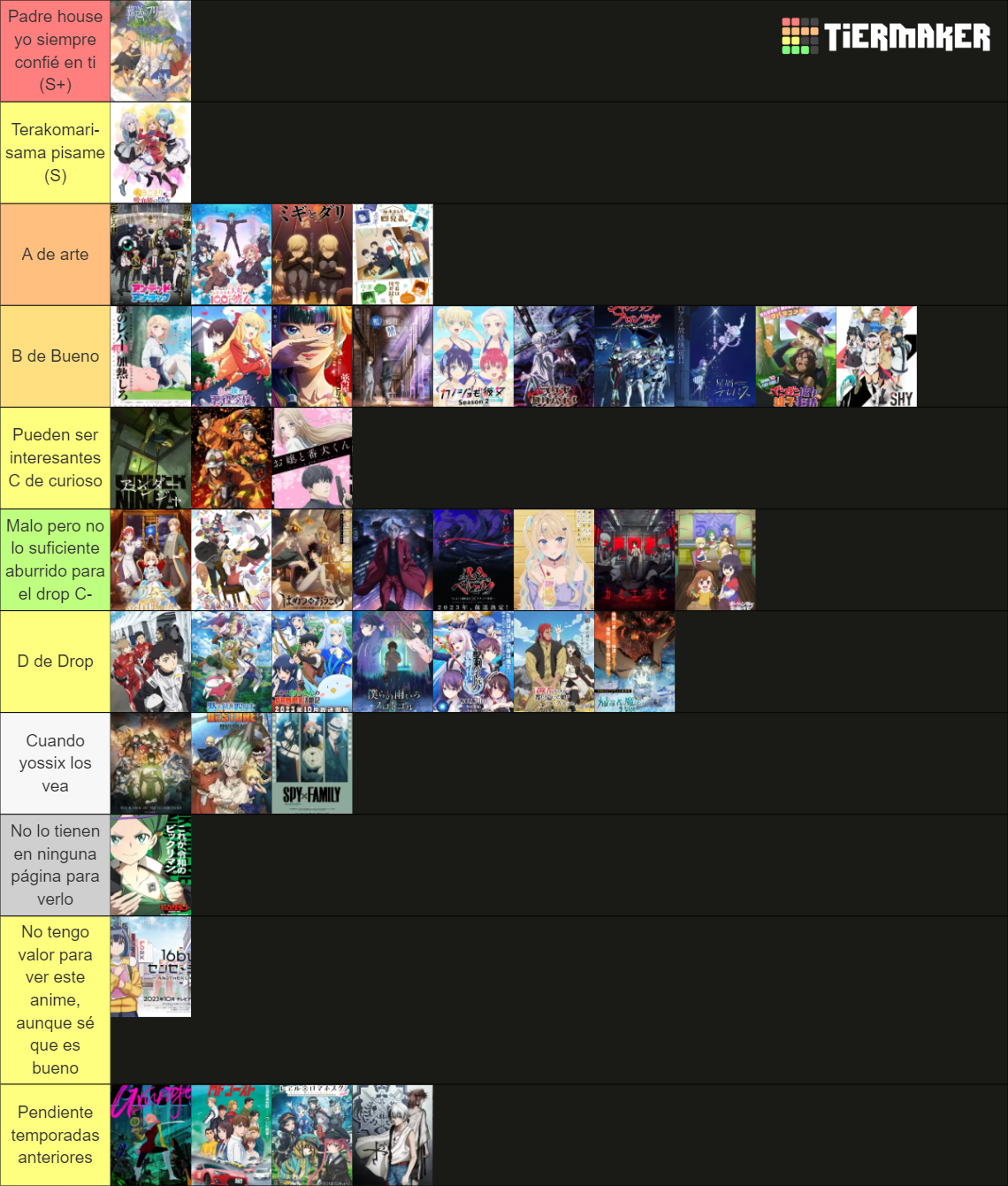 Anime Fall 2023 Tier List Rankings) TierMaker