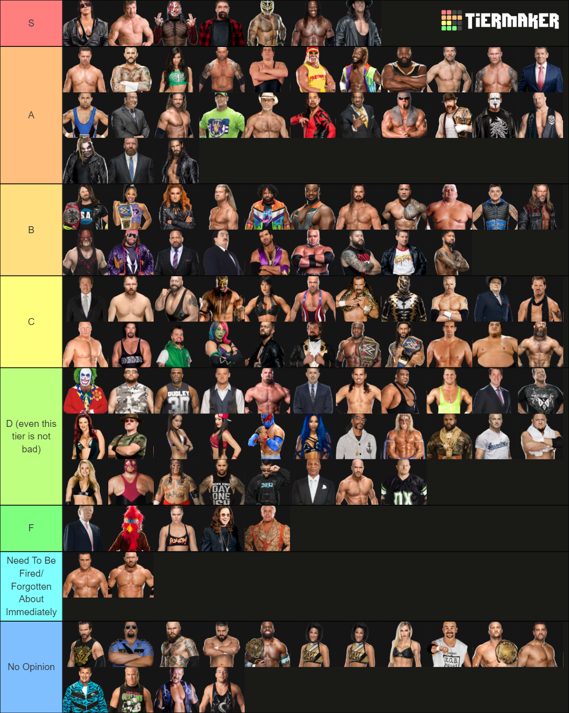 Ultimate WWE Tier List Rankings) TierMaker