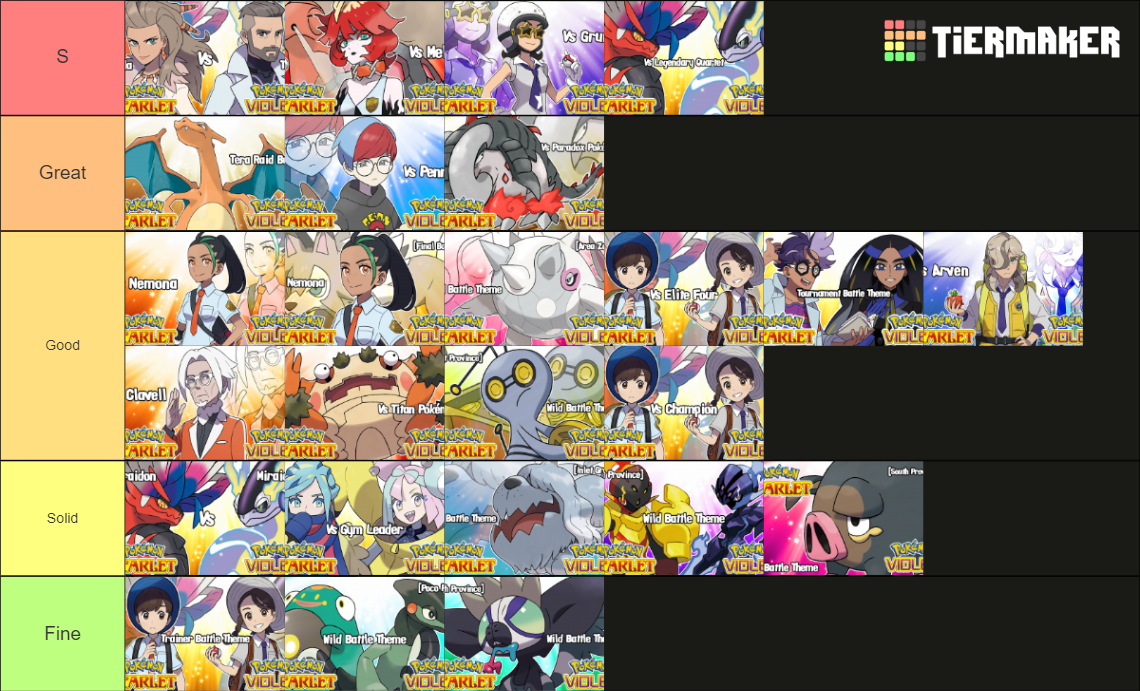 Pokemon ScarVio Battle themes Tier List Rankings) TierMaker