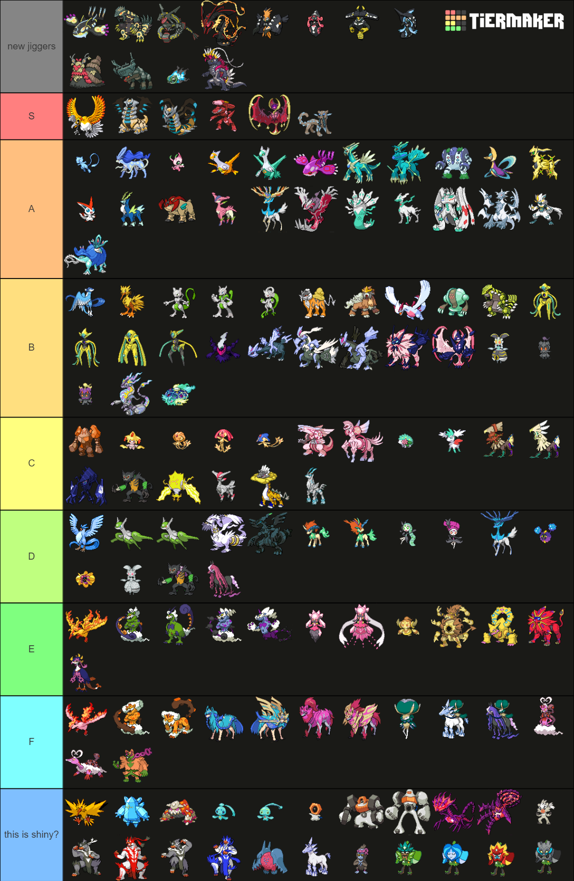 Shiny Legendary Pokemon But They Re D Sprites Tier List Community Rankings TierMaker