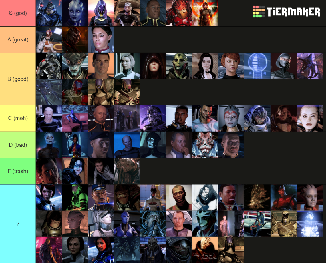 All Mass Effect Trilogy Characters Tier List Community Rankings Tiermaker 9340