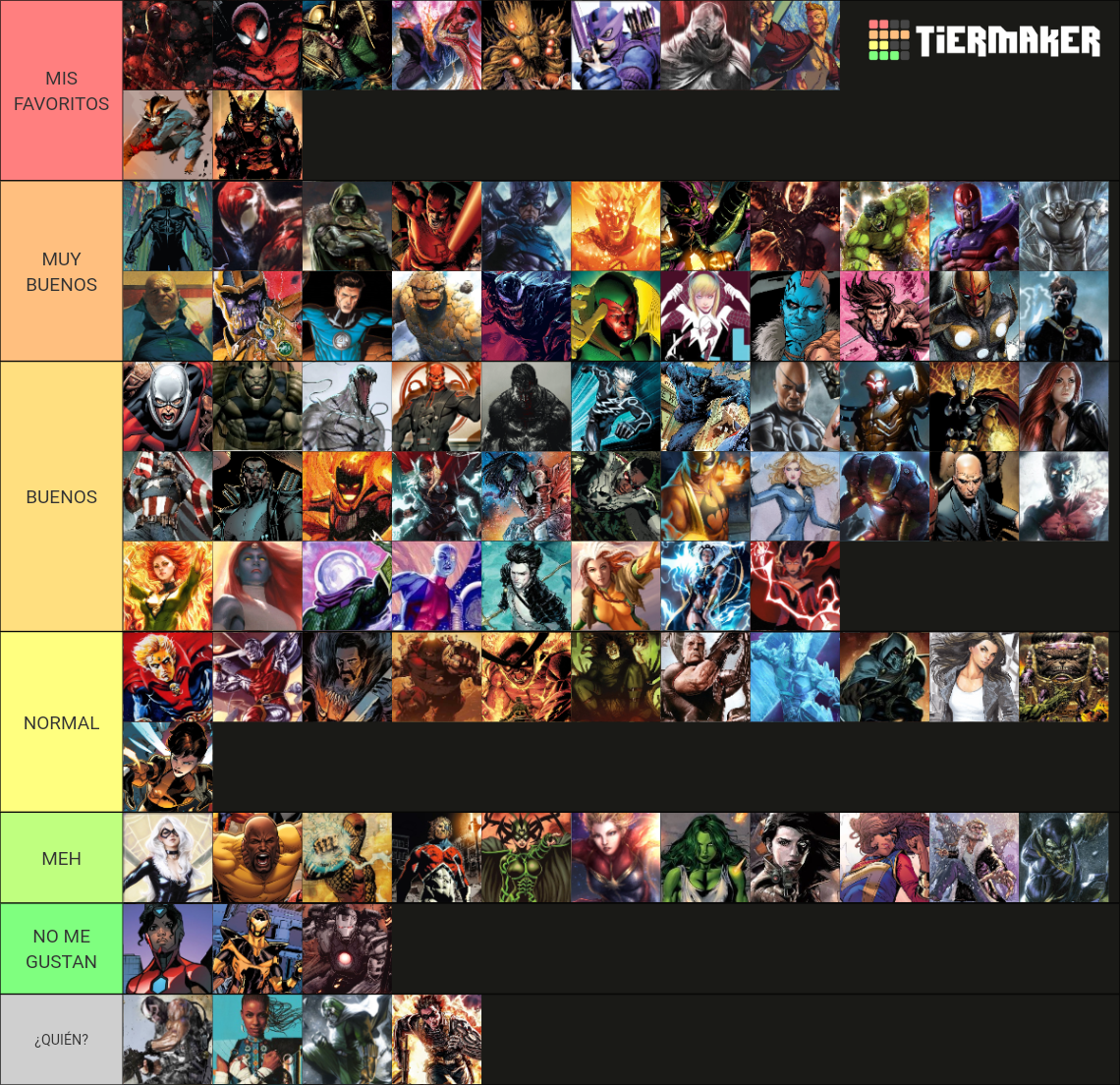 Marvel Comics Characters Tier List Rankings) TierMaker