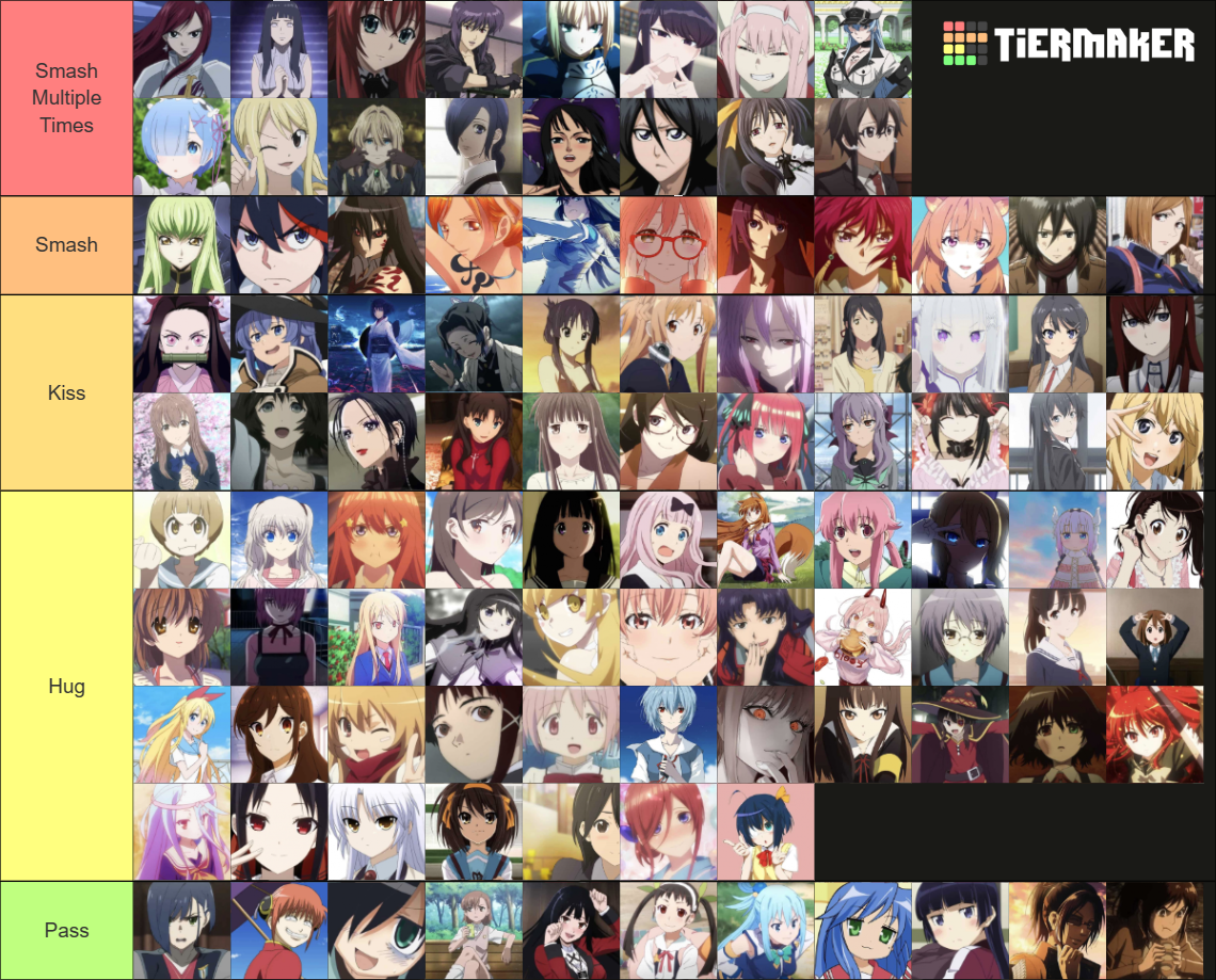 Smash or Pass 100 Waifu’s Tier List (Community Rankings) - TierMaker