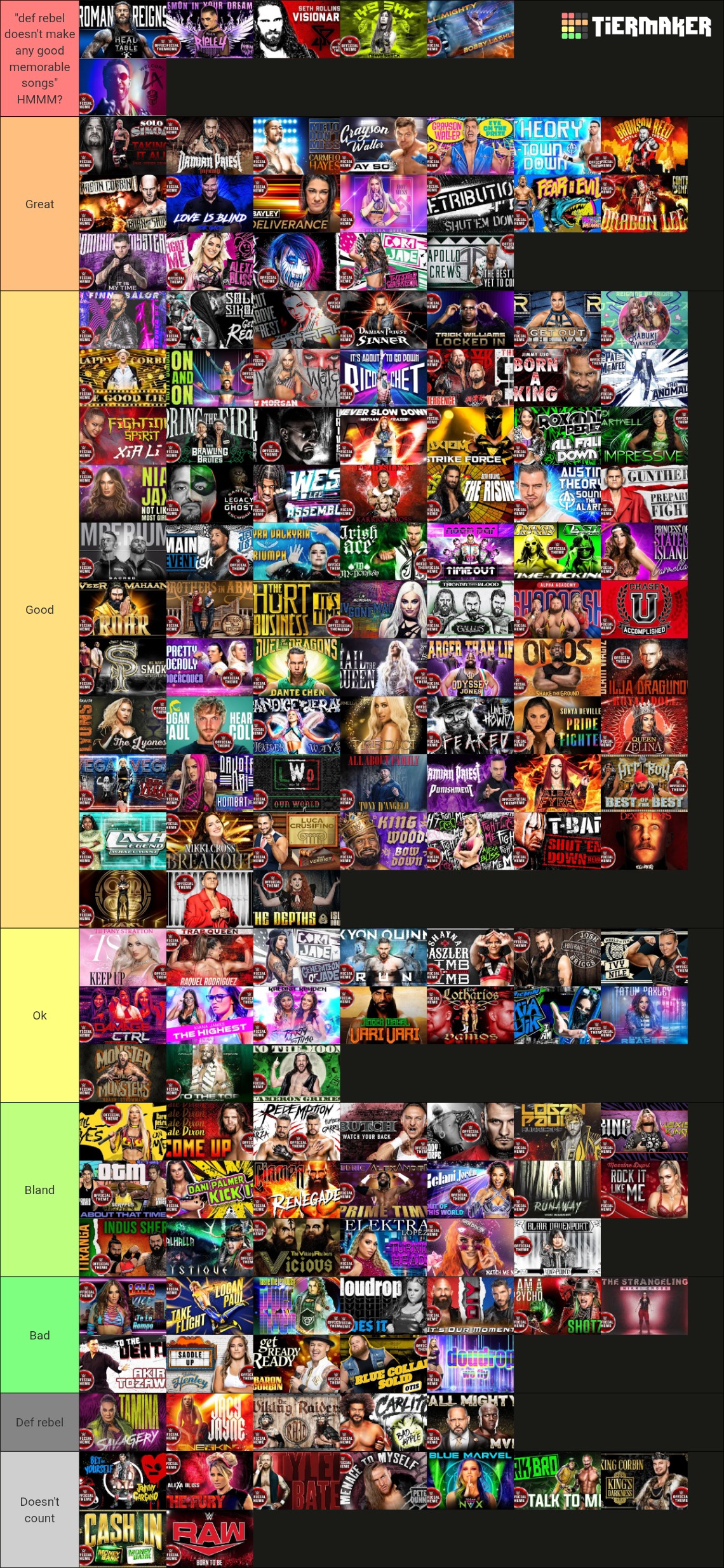 Every WWE Def Rebel Theme Song Tier List (Community Rankings) - TierMaker