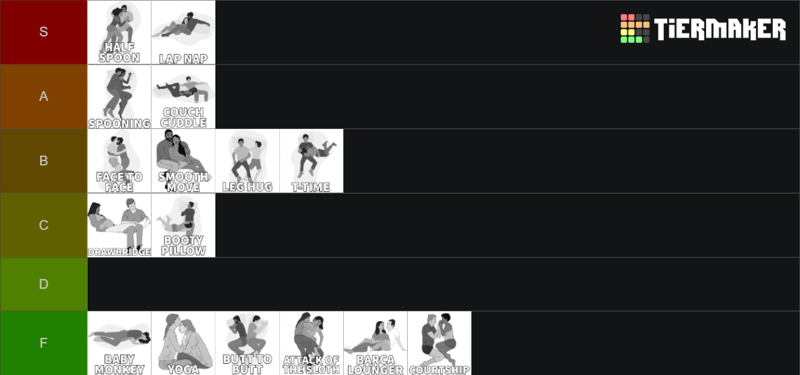 Cuddle Positions Tier List (Community Rankings) - TierMaker