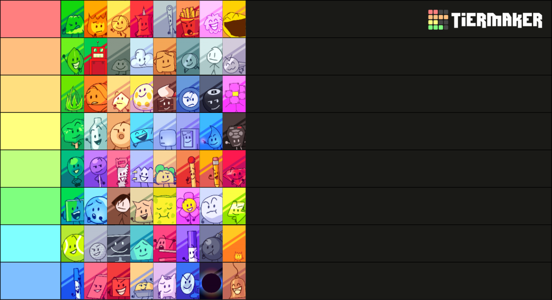BFDI-TPOT; Battle For Dream Island All Contestants Tier List (Community ...