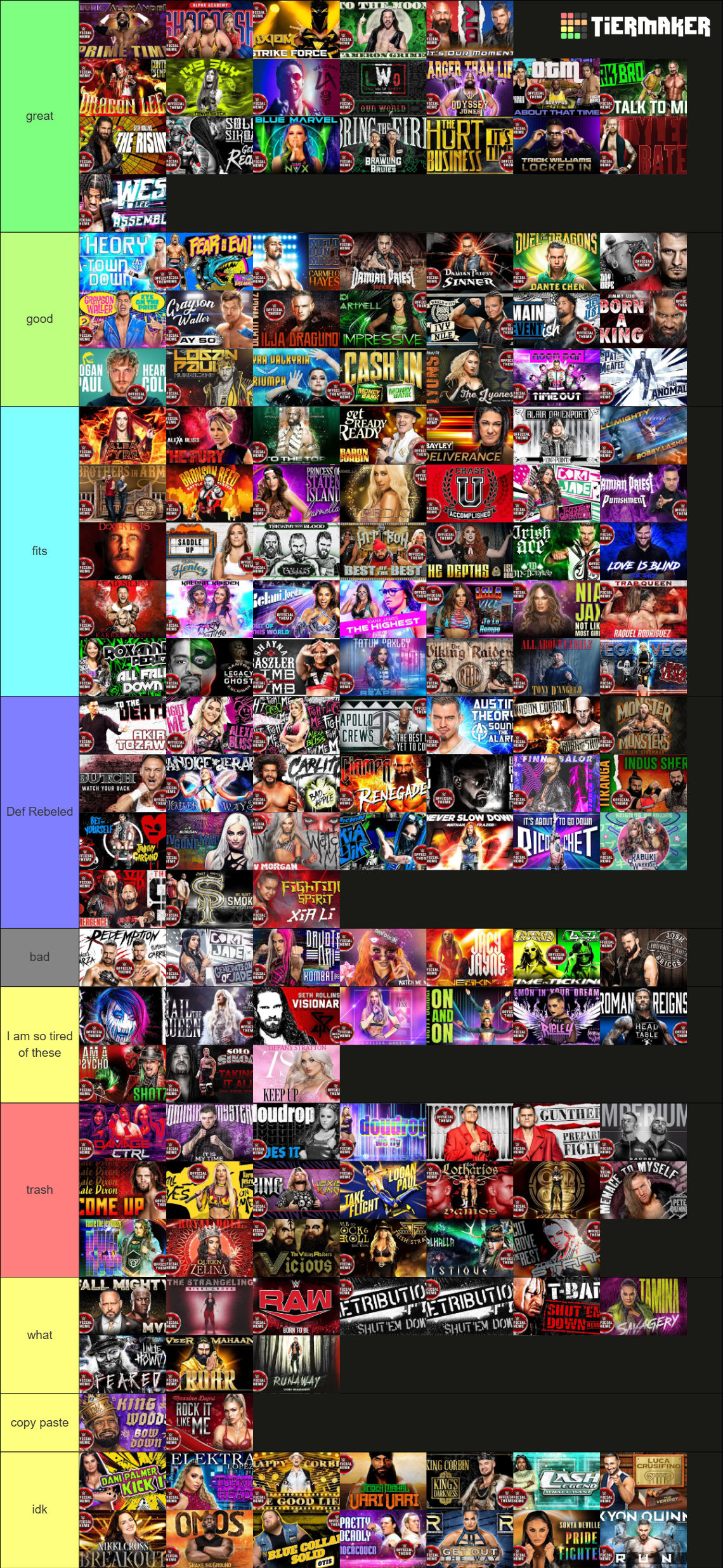 Every WWE Def Rebel Theme Song Tier List (Community Rankings) - TierMaker