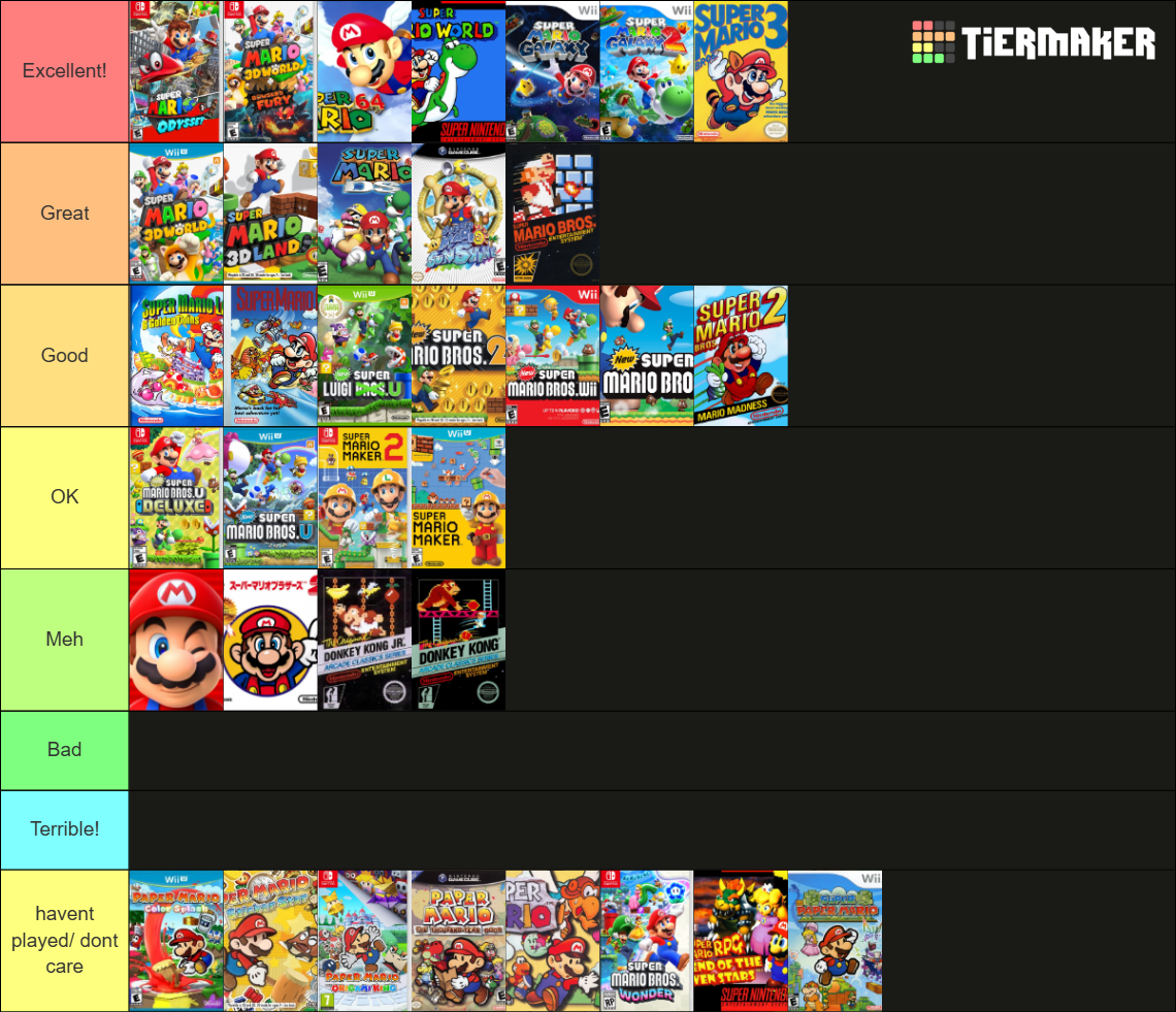 All Super Mario Games. Tier List (Community Rankings) - TierMaker