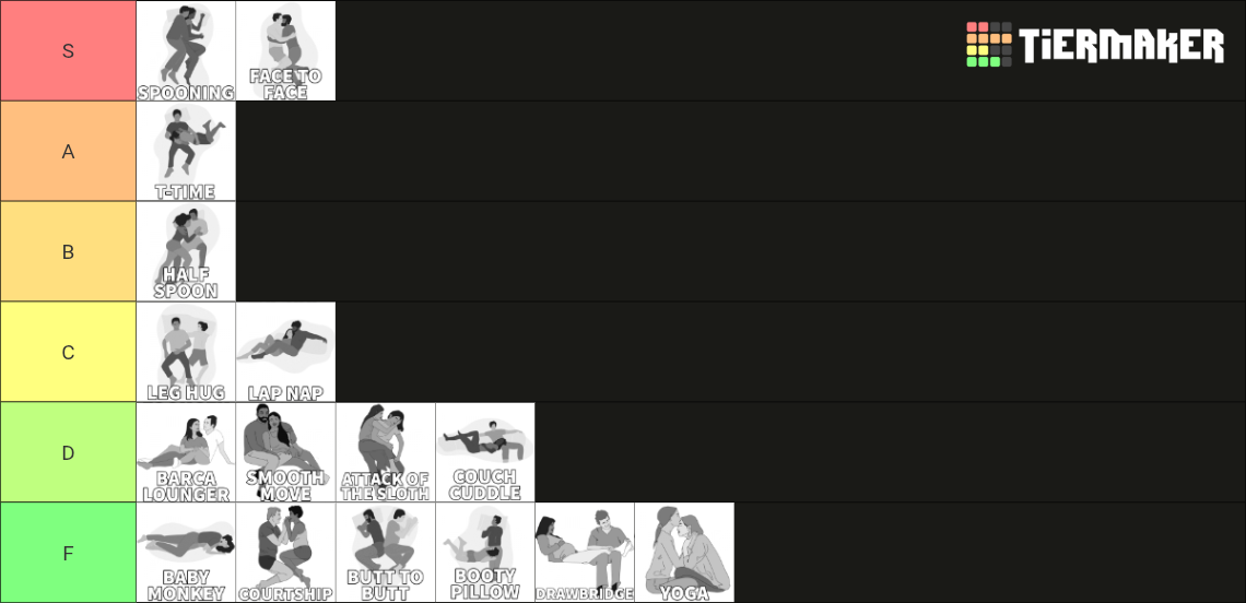 Cuddle Positions Tier List (Community Rankings) - TierMaker