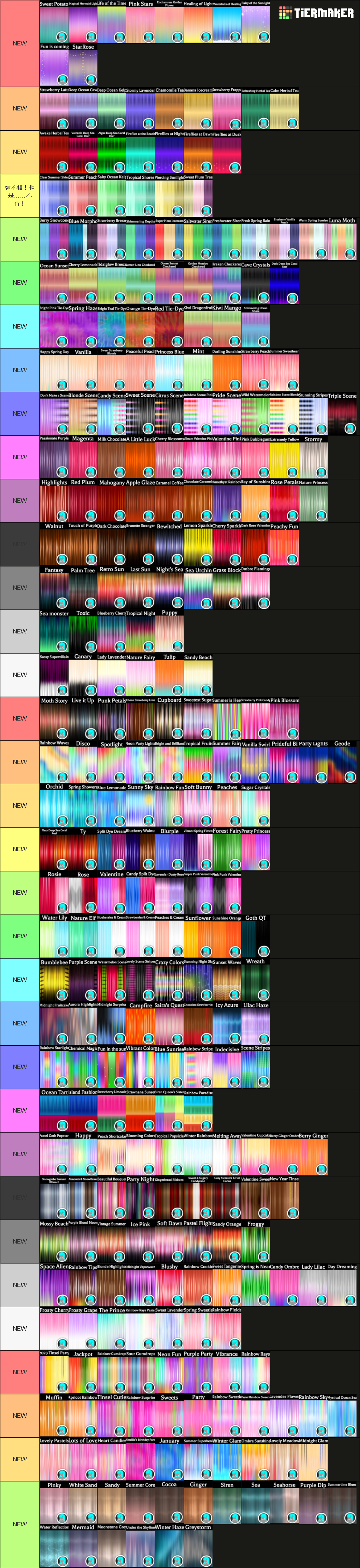 Royale High Hair Colors part 1! Tier List (Community Rankings) - TierMaker