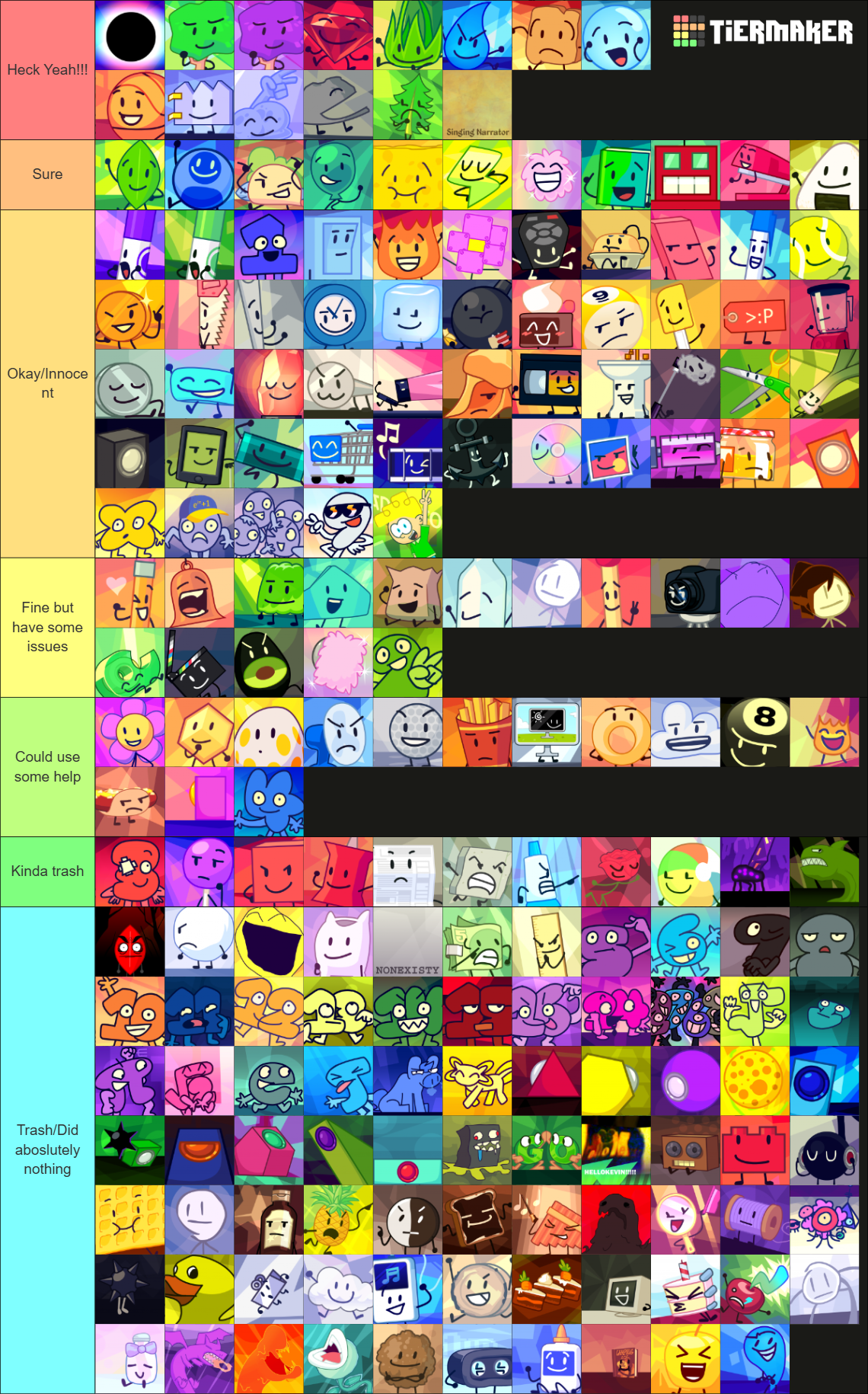 BFDI Characters (2026) - polypawns & akaSandwich Icons! Tier List ...