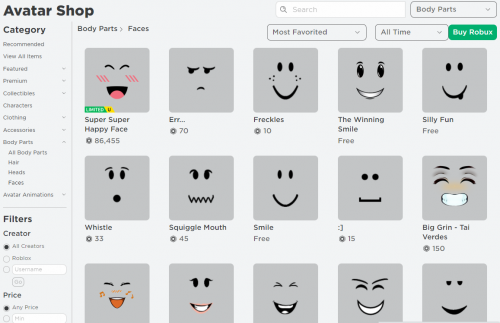 Category:Faces, Roblox Wiki
