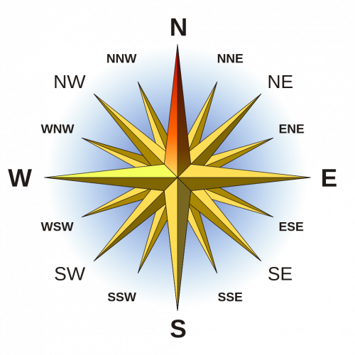 Create a cardinal and intercardinal directions on a compass rose Tier ...