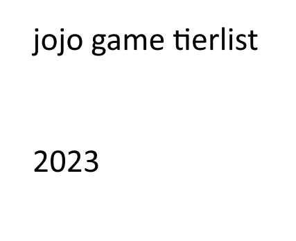 Create a Roblox Jojo Games Tier List - TierMaker