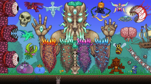 Game Terraria 5 Difficulty of All Bosses Tier List vintage Art