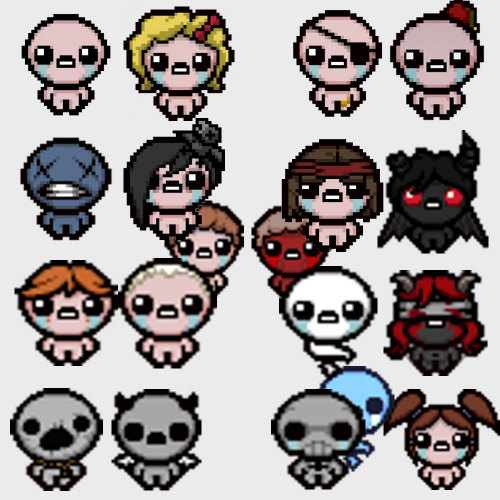 Create a The Binding of Isaac All Character Unlocks (non-tainted) Tier ...