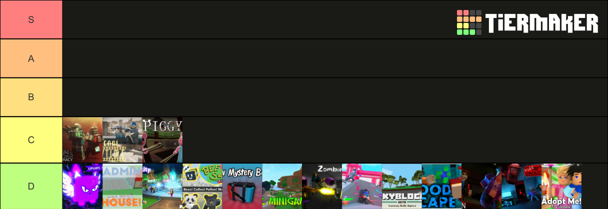 Roblox games Tier List (Community Rankings) - TierMaker