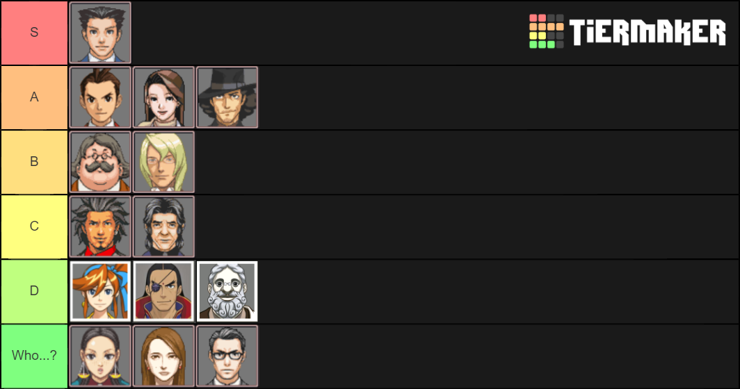 Ace Attorney Defense Attorneys Tier List Rankings) TierMaker