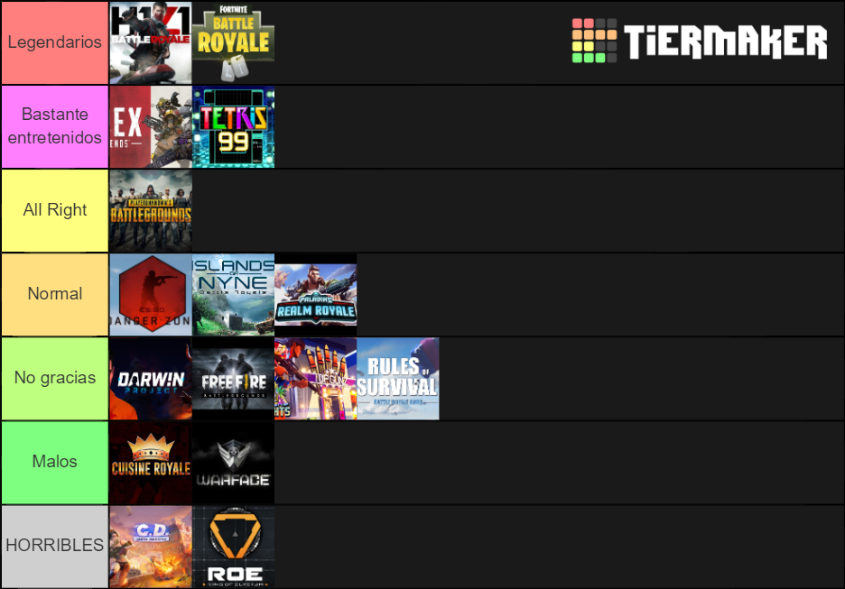 All Battle Royale games Tier List (Community Rankings) - TierMaker