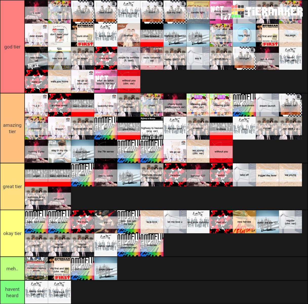 all of ncts discography Tier List (Community Rankings) - TierMaker