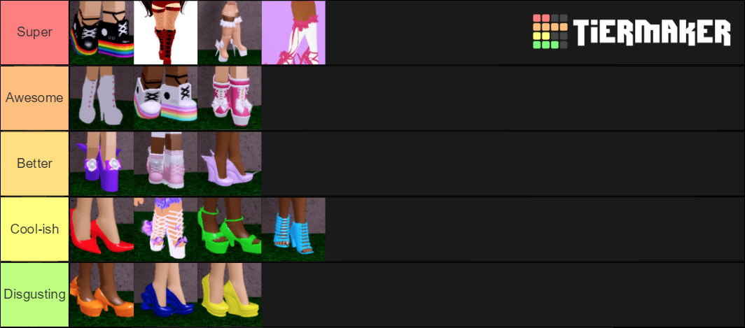 All the Rh skirts and shoes Tier List (Community Rankings) - TierMaker