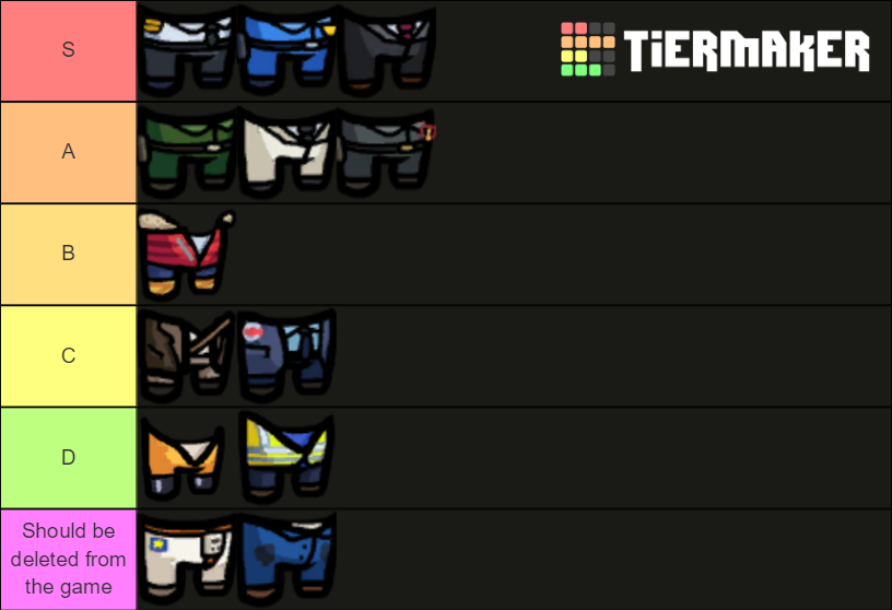 Among us outfit Tier List Rankings) TierMaker