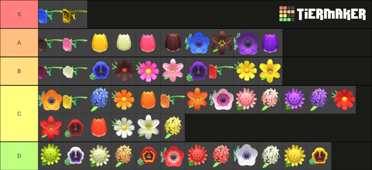 Animal Crossing Flowers Tier List Rankings) TierMaker