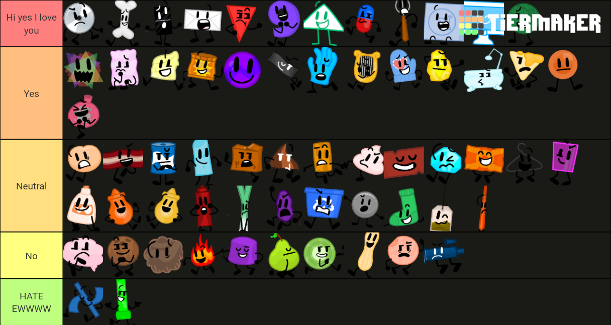 Animated Inanimate Battle Tier List