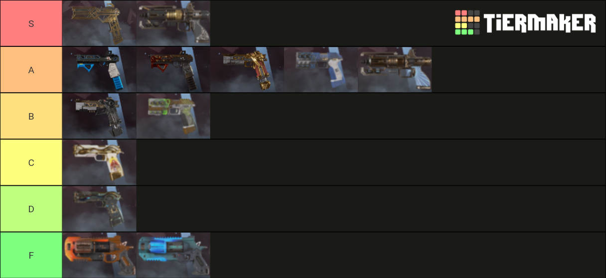 Apex Legends Legendary Weapon Skins Pistols Tier List