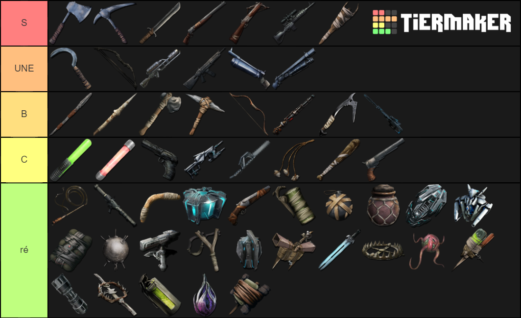 Ark survival evolved weapons/tools/traps Tier List Rankings) TierMaker