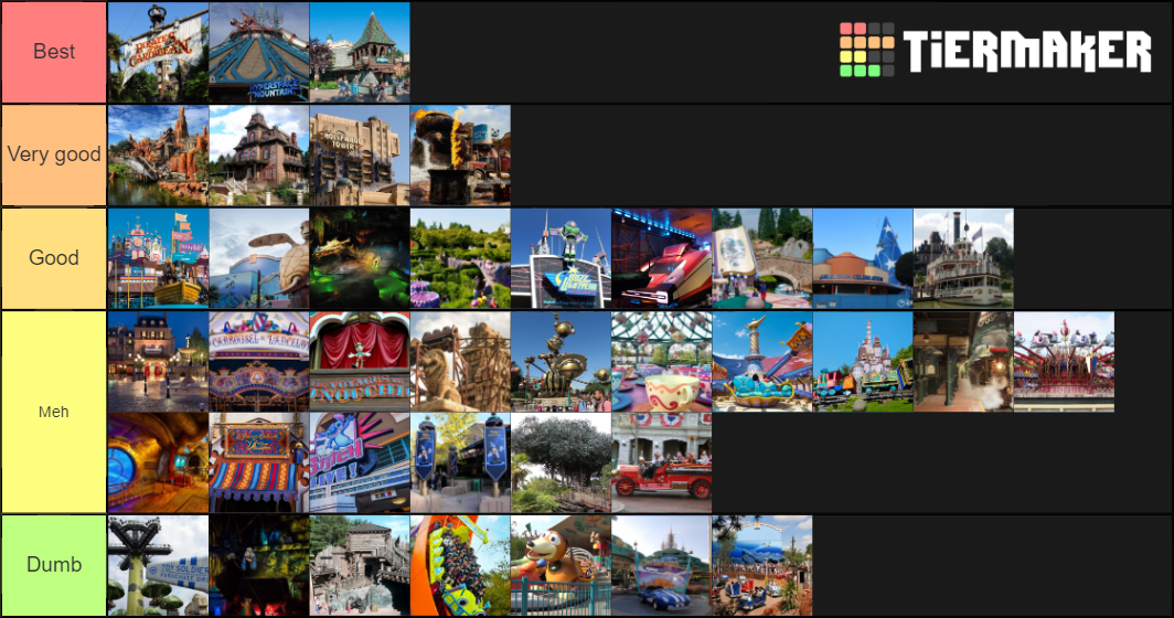 Attractions Disneyland Paris Tier List Rankings) TierMaker