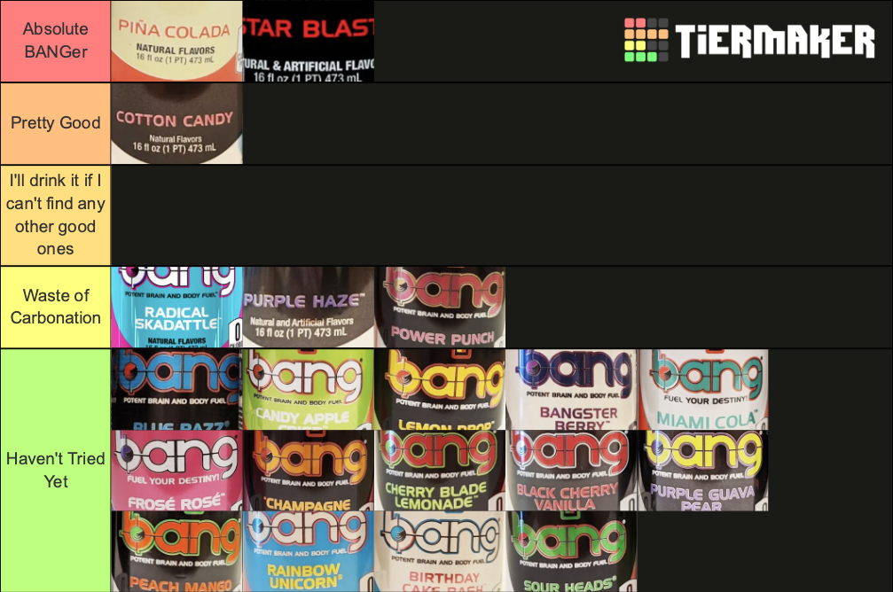 Bang Energy Drink Flavors Tier List Rankings) TierMaker