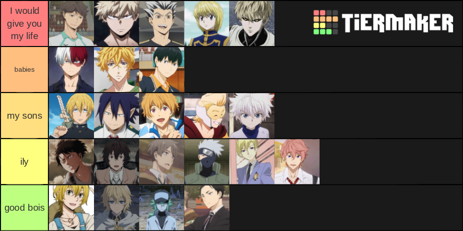 Best anime boys Tier List (Community Rankings) - TierMaker